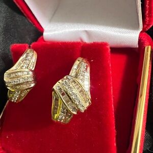 Elegant Gold 10k real gold & real Diamonds Women's Earrings